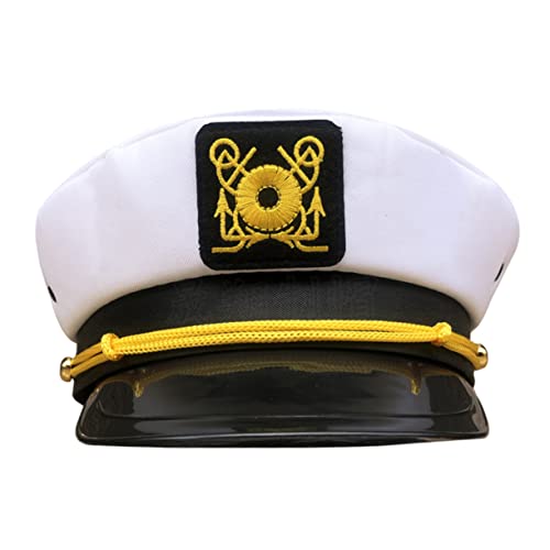ifundom Weißer Matrosen Kapitänsmütze Polyester Verstellbar Unisex für Halloween Kostüm Party Cosplay mit Gebogenem Schirm und Elegantem Design für Damen und Herren ifundom Weißer Matrosen Kapitänsmütze Polyester Verstellbar Unisex für Halloween Kostüm Party Cosplay mit Gebogenem Schirm und Elegantem Design für Damen und Herren von ifundom