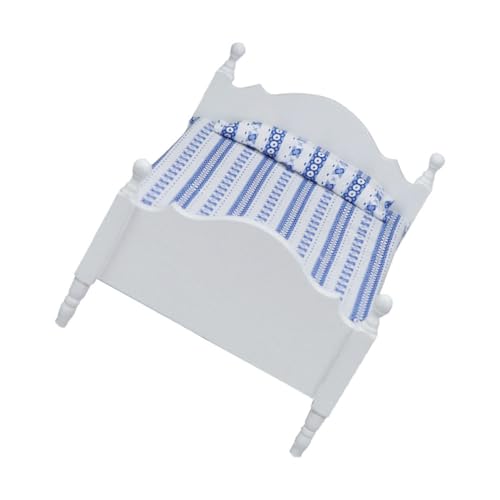 ifundom Weißes Einzelbett Puppenhaus Kleines Bett Miniaturmöbel Einzelbett Kleine Bettmöbel Miniatur-einzelbettmodell Mini Bett Modell Minibett Für Puppenhaus Stoff von ifundom