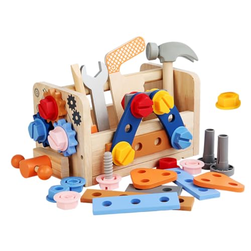 ifundom Pädagogisches Werkzeugspielzeug-Set Für Kinder Aus Holz Handgeführter Werkzeugkasten Für Kinder Rollenspiel Und Lernen ifundom Pädagogisches Werkzeugspielzeug-Set Für Kinder Aus Holz Handgeführter Werkzeugkasten Für Kinder Rollenspiel Und Lernen von ifundom