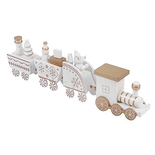 ifundom Werten Sie den roten vierteiligen Holzzug auf Eisenbahn Zubehör für Weihnachtsfeiern adventsgeschenke Weihnachts Figuren weihnachtszug Weihnachtsdekoration hölzern von ifundom