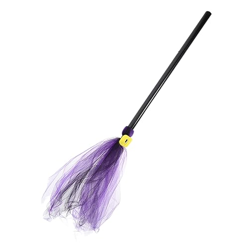 ifundom Zauberbesen der Zauberstab Halloween Witch Decor Anime Halloween Dekoration Halloween-Dekoration Cosplay-Party-Dekoration dekorative Besenstütze Gittergewebe Violett von ifundom