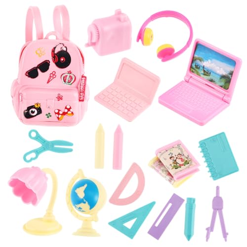 ifundom Zubehör Puppenhaus Schulsachen Miniatur Schulbedarf Für Puppen 18 Teiliges Set Mit Zufälligen Farben PVC Mini Stationery Kit Für Puppenhäuser Und Miniaturspielzeug Für Ädchen von ifundom