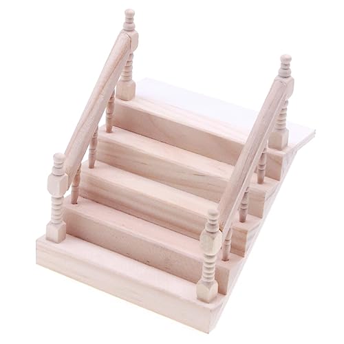 ifundom bastelset bastelsets für puppenhauszubehör Miniaturpuppenhaus -Kit Zubehör für Miniaturszenen Kleines Treppenmodell mit Handlauf winzige hölzerne Handlauftreppe Holz von ifundom