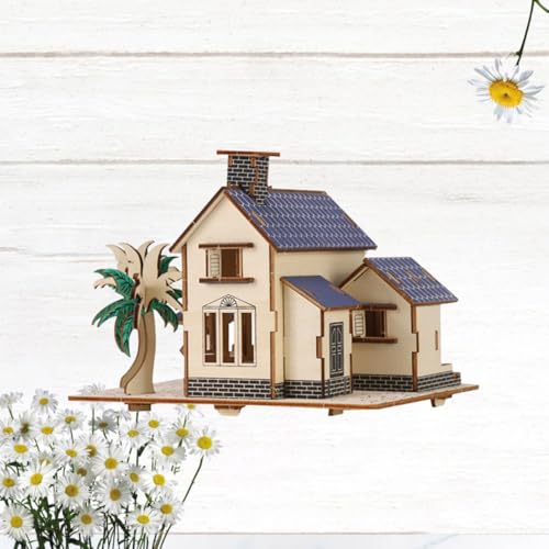 ifundom holzhaus holzspielzeug für Tischdekoration Desk Decoration Modellbau Kindermodell Bastelmodell DIY-Hausspielzeug Holzverzierung selber Machen Colorful von ifundom