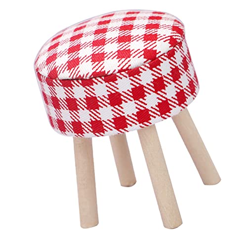 ifundom puppenhaus hocker Bausatz Schemel Miniaturmöbel Figuren Toys spielsachen für Kid Toys Desktop-Dekoration Puppenmöbel schöner Minihocker hölzern rot von ifundom