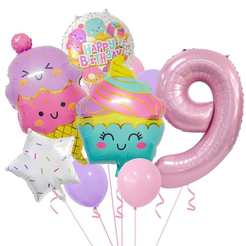 ihreesy Geburtstagsluftballons für Kinder, Aluminiumfolie mit Eiscreme-Designs, Partytüten in Donut-Form, unverzichtbar für Sommerpartys von ihreesy