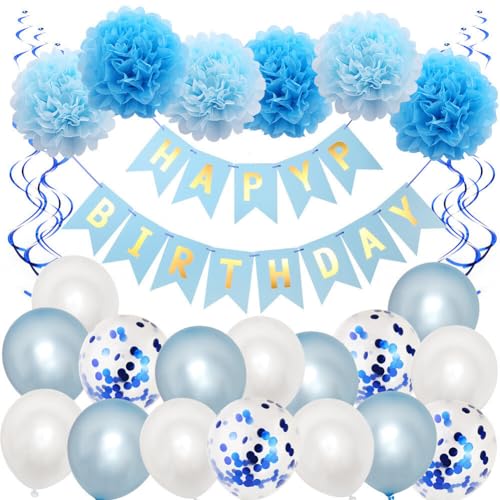 ihreesy Kindergeburtstagsfeier Dekorationen, Herzförmige Luftballons, Geburtstagsbanner in Blau, , Grün, Schwarze Sets von ihreesy