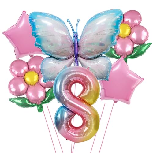 ihreesy Schmetterlingsflügel-Themen-Nummernballons, Mini-Aluminiumfoliendesign, perfekte Ergänzung zur Kinderparty von ihreesy