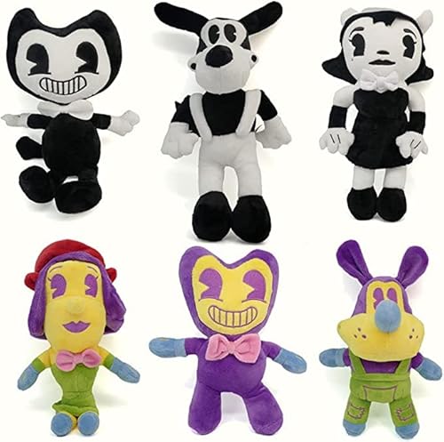 iiFi Bendy Plüschtiere and Ink Machine Plüschpuppen Horrorspiel biegsame weiche Kuscheltierpuppe für Kinder (6 Stück) von iiFi