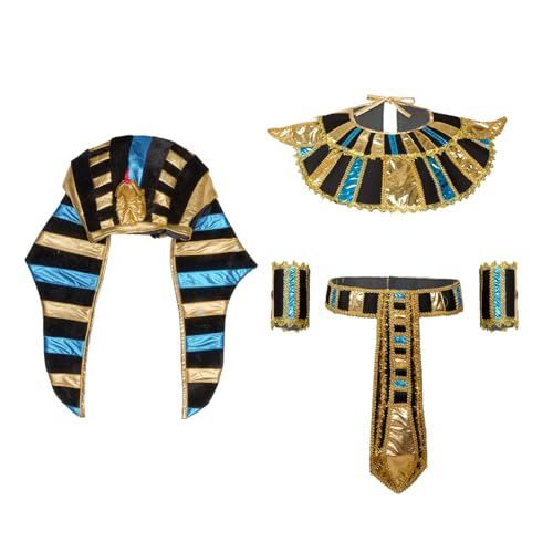 iiniim Ägyptischer Pharao Königin Kostüm Set Pharao Hut mit Gürtel Halskragen Armmanschetten Cosplay Stage Performance Faschingskostüme 4 Stück Typ B One Size von iiniim