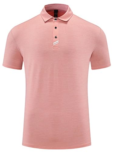 iiniim Casual Golf Sport-Shirt: Outdoor Training, Fitness, Kurzarm mit Kragen, Schnelltrocknend Rosa 3XL von iiniim