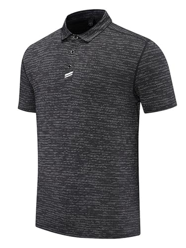 iiniim Casual Golf Sport-Shirt: Outdoor Training, Fitness, Kurzarm mit Kragen, Schnelltrocknend Schwarz 4XL von iiniim