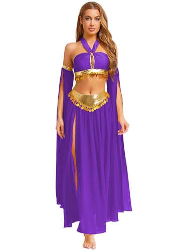 iiniim Damen Bauchtanz Kostüm Pailletten Crop Tops + Rock + Handschuhe Tanzkleid Orientalische Indische Bauchtänzerin Tanzkleidung Lila XXL iiniim Damen Bauchtanz Kostüm Pailletten Crop Tops + Rock + Handschuhe Tanzkleid Orientalische Indische Bauchtänzerin Tanzkleidung Lila XXL von iiniim