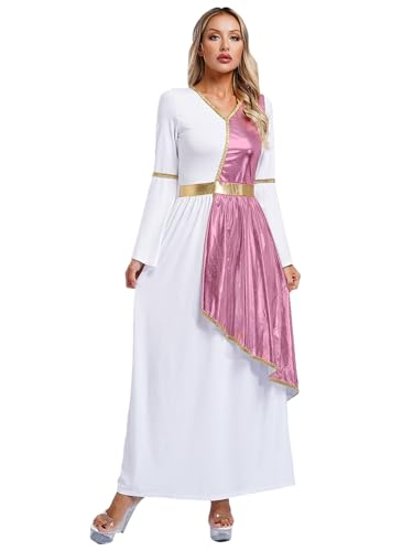 iiniim Damen Griechische Göttin Kostüm Antike Römische Kleider Griechin Römerin Kostüm Mottoparty Karneval Fasching Kostüm Rosa XXL von iiniim