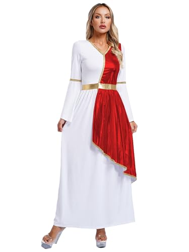 iiniim Damen Griechische Göttin Kostüm Antike Römische Kleider Griechin Römerin Kostüm Mottoparty Karneval Fasching Kostüm Rot XXL von iiniim