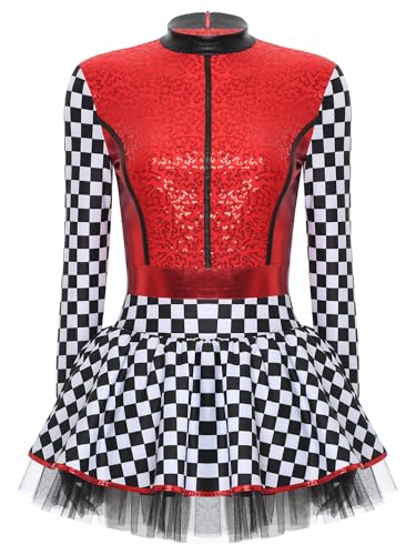 iiniim Damen Rennfahrer Kostüm Rennwagen Kleid Pailletten Rennfahrer Overall Jumpsuit mit Tutu Rock Racing Outfit Karneval Fasching Kostüm Rot XXL iiniim Damen Rennfahrer Kostüm Rennwagen Kleid Pailletten Rennfahrer Overall Jumpsuit mit Tutu Rock Racing Outfit Karneval Fasching Kostüm Rot XXL von iiniim