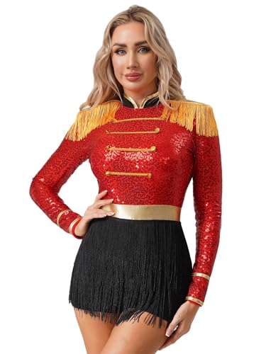 iiniim Damen Zirkus Kostüm Langarm Body Overall Pailletten Jumpsuit Zirkusdirektor Unidorm Halloween Weihnachten Karneval Showman Tanzkostüm Rot M iiniim Damen Zirkus Kostüm Langarm Body Overall Pailletten Jumpsuit Zirkusdirektor Unidorm Halloween Weihnachten Karneval Showman Tanzkostüm Rot M von iiniim