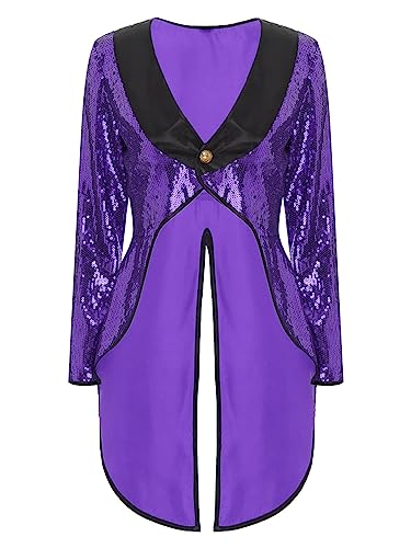 iiniim Damen Zirkus Kostüm Pailletten Frack Jacke Blazer Mantel Ringmaster Uniform Zirkusdirektor Kostüm Halloween Weihnachten Karneval Fasching Lila XL iiniim Damen Zirkus Kostüm Pailletten Frack Jacke Blazer Mantel Ringmaster Uniform Zirkusdirektor Kostüm Halloween Weihnachten Karneval Fasching Lila XL von iiniim