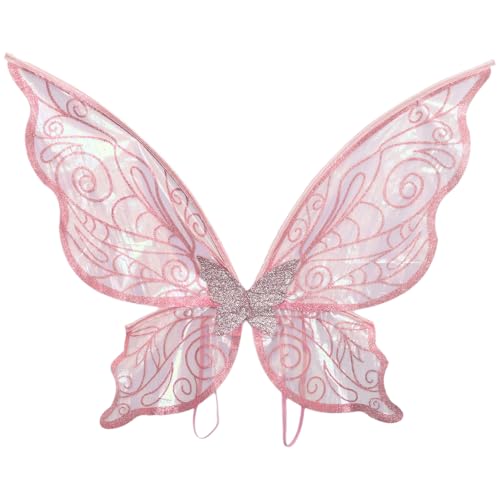 iiniim Feenflügel Kostüm Set Schmetterlingsflügel Blumengirlande und Elfenohren Zauberstab für Verkleidungsparty Rosa One Size von iiniim