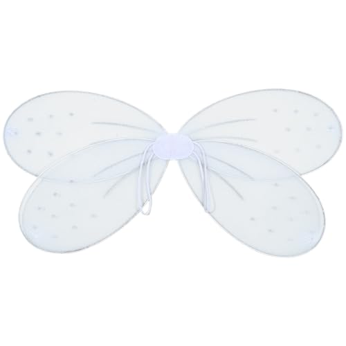 iiniim Frauen Mädchen Fee Flügel Organza Schmetterling Flügel Prinzessin Kleid für Kinder thematische Partei Weiß One Size von iiniim