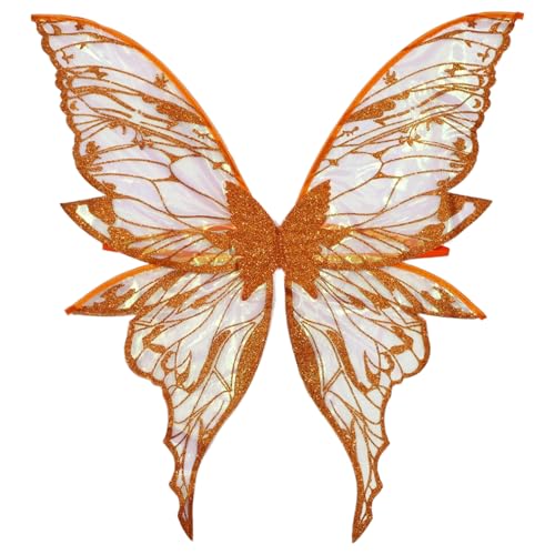 iiniim Glitzernde Schiere Feenflügel Schmetterlingsflügel Kostümzubehör für Halloween Party Orange One Size von iiniim