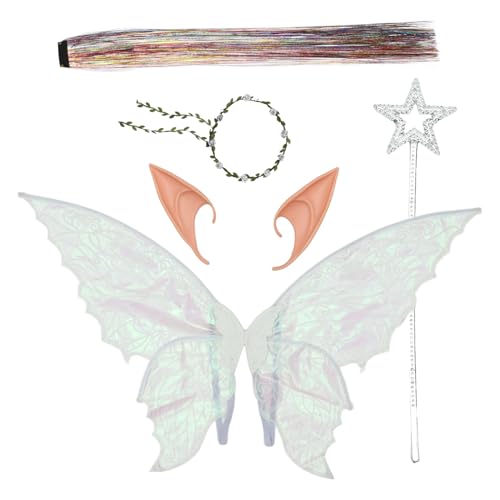 iiniim Glitzernde Schmetterlingsflügel Blumengirlande Elfenohren Und Haarglitzer Sternenzauberstab Für Mottoparty Weiß Einheitsgröße iiniim Glitzernde Schmetterlingsflügel Blumengirlande Elfenohren Und Haarglitzer Sternenzauberstab Für Mottoparty Weiß Einheitsgröße von iiniim
