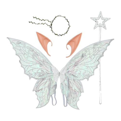 iiniim Glitzernde Schmetterlingsflügel Blumenkranz Elfenohren Und Prinzessinnenstab Für Mottoparty Silber Einheitsgröße iiniim Glitzernde Schmetterlingsflügel Blumenkranz Elfenohren Und Prinzessinnenstab Für Mottoparty Silber Einheitsgröße von iiniim