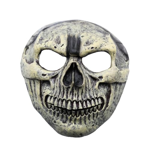 iiniim Gothic-Ziegen-Totenkopf-Gesichtsmaske Halloween-Grusel-Skelett-Gesichtsmasken Maskenball-Cosplay-Accessoire Knochenfarbe A Einheitsgröße von iiniim