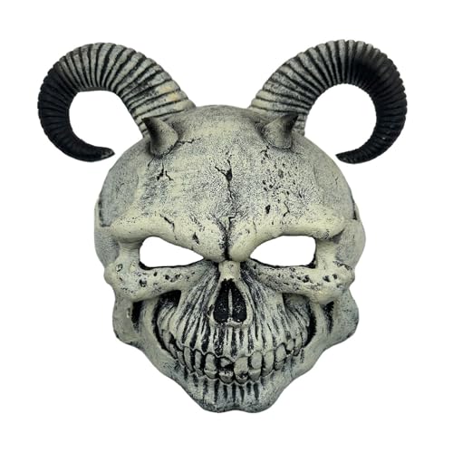 iiniim Gothic-Ziegen-Totenkopf-Gesichtsmaske Halloween-Grusel-Skelett-Gesichtsmasken Maskenball-Cosplay-Accessoire Knochenfarbe B Einheitsgröße von iiniim