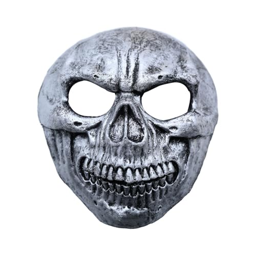 iiniim Gothic-Ziegen-Totenkopf-Gesichtsmaske Halloween-Grusel-Skelett-Gesichtsmasken Maskenball-Cosplay-Accessoire Silber Einheitsgröße von iiniim