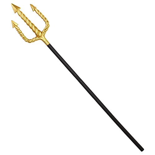 iiniim Halloween Dreizack 122cm Neptun-Dreizack Teufelsgabel Poseidon Dämon Teufel Maskerade Fasching Karneval Kostüm Zubehör Gold&Schwarz One Size von iiniim