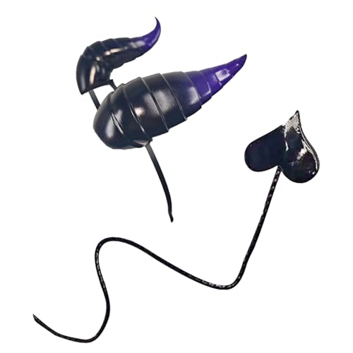 iiniim Halloween Teufel Kostüm Zubehör Devil Hörner Stirnband mit Schwanz Set Punk Devil Witcher Headband Böse Kopfschmuck Mottoparty Schwarz Set One Size iiniim Halloween Teufel Kostüm Zubehör Devil Hörner Stirnband mit Schwanz Set Punk Devil Witcher Headband Böse Kopfschmuck Mottoparty Schwarz Set One Size von iiniim