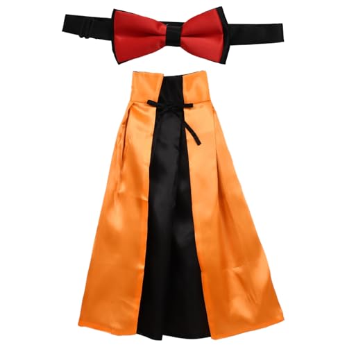 iiniim Halloween Zauberer Umhang Hexenmantel Vampir Zöpfe Haarreif Fliege Kostümzubehör Für Weihnachten Orangefarbener Umhang A und rote Fliege Einheitsgröße von iiniim