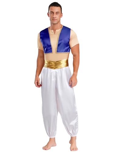 iiniim Herren Arabischer Prinz Kostüm Araber Outfits Kurzarm T-Shirt + Weste + Pumphose Halloween Karneval Fasching Mottoparty Königsblau 3XL iiniim Herren Arabischer Prinz Kostüm Araber Outfits Kurzarm T-Shirt + Weste + Pumphose Halloween Karneval Fasching Mottoparty Königsblau 3XL von iiniim