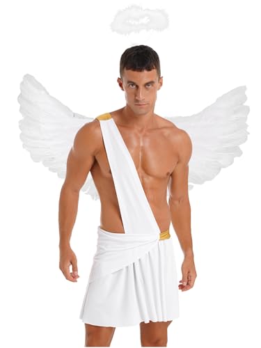 iiniim Herren Engel Kostüm Weihnachtsengel Toga Rock mit Engelsflügel Heiligenschein Griechische Gott Kostüm Halloween Karneval Fasching Weiß S iiniim Herren Engel Kostüm Weihnachtsengel Toga Rock mit Engelsflügel Heiligenschein Griechische Gott Kostüm Halloween Karneval Fasching Weiß S von iiniim