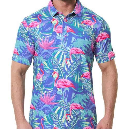 iiniim Herren Golf-knopfhemd Kurzarm – Karomuster, Umschlagkragen, 3d-digitaldruck, Lockerer Sitz, Legerer Stil, Minimalistisch Typ A 5XL von iiniim