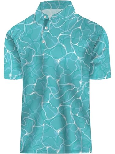 iiniim Herren Golf-knopfhemd Kurzarm – Karomuster, Umschlagkragen, 3d-digitaldruck, Lockerer Sitz, Legerer Stil, Minimalistisch Typ M 6XL von iiniim