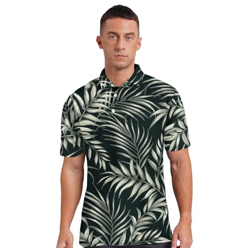 iiniim Herren Golf-knopfhemd Kurzarm – Karomuster, Umschlagkragen, 3d-digitaldruck, Lockerer Sitz, Legerer Stil, Minimalistisch Typ P M von iiniim