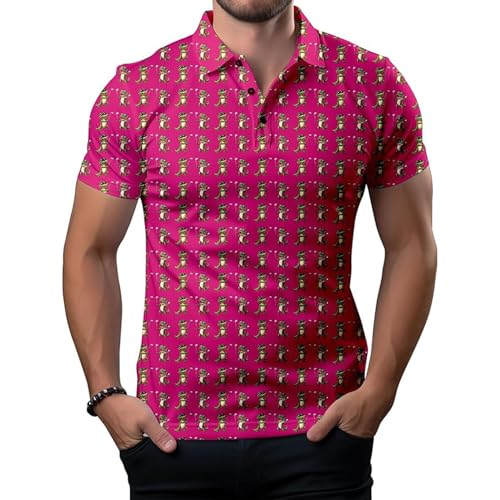 iiniim Herren Golf-knopfhemd Kurzarm – Karomuster, Umschlagkragen, 3d-digitaldruck, Lockerer Sitz, Legerer Stil, Minimalistisch Typ V 3XL von iiniim