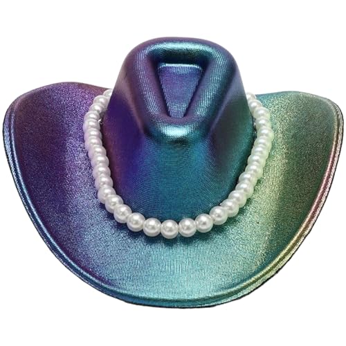 iiniim Holografischer Western-Cowboy-Minihut-Haarspange, funkelnder Mini-Zylinderhut mit Flansch für Halloween-Party Farbig Einheitsgröße von iiniim