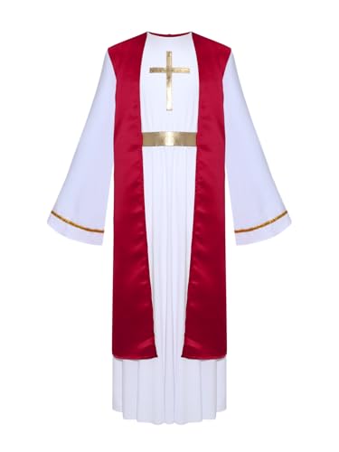 iiniim Jungen Jesus Kostüm Krippenspiel Toga Gewand Griechischer Gott Kostüm Halloween Weihnachten Karneval Tanzkostüm Burgundy 170-176 von iiniim