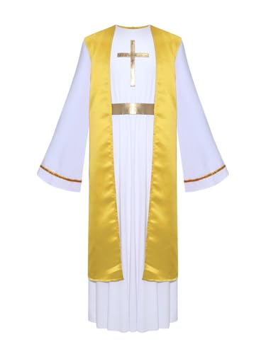iiniim Jungen Jesus Kostüm Krippenspiel Toga Gewand Griechischer Gott Kostüm Halloween Weihnachten Karneval Tanzkostüm Hellgelb 122-128 von iiniim