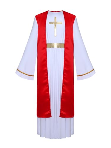 iiniim Jungen Jesus Kostüm Krippenspiel Toga Gewand Griechischer Gott Kostüm Halloween Weihnachten Karneval Tanzkostüm Rot 146-152 von iiniim