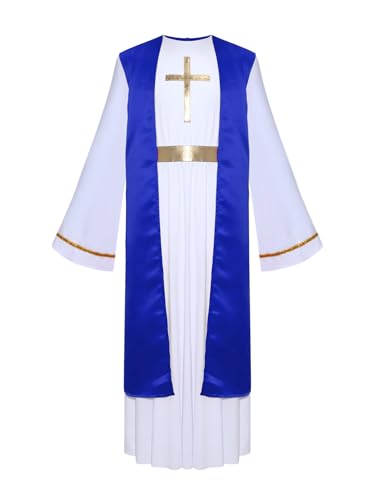 iiniim Jungen Jesus Kostüm Krippenspiel Toga Gewand Griechischer Gott Kostüm Halloween Weihnachten Karneval Tanzkostüm Royal Blau 134-140 von iiniim