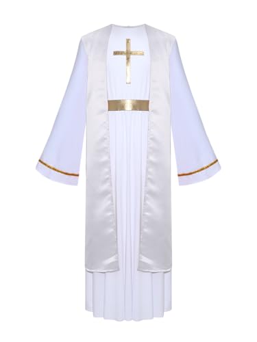 iiniim Jungen Jesus Kostüm Krippenspiel Toga Gewand Griechischer Gott Kostüm Halloween Weihnachten Karneval Tanzkostüm Weiß 122-128 von iiniim