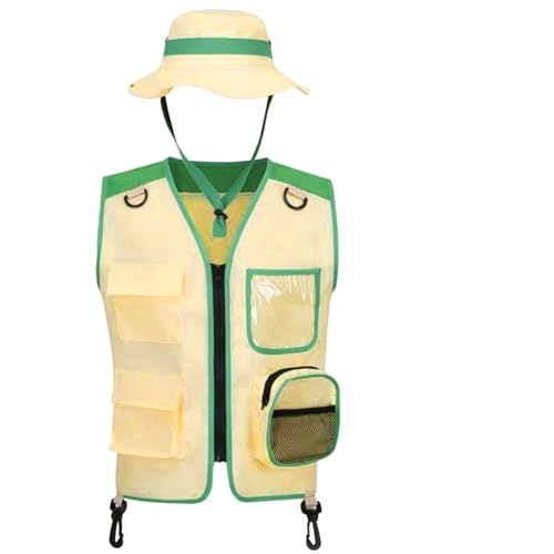 iiniim Kinder Abenteuerweste mit Hut Set Outdoor Frachtweste Sonnenhut Ärmellos Freizeit Jacke mit Reißverschluss Anglerweste Ausflüge Camping Grün One Size iiniim Kinder Abenteuerweste mit Hut Set Outdoor Frachtweste Sonnenhut Ärmellos Freizeit Jacke mit Reißverschluss Anglerweste Ausflüge Camping Grün One Size von iiniim