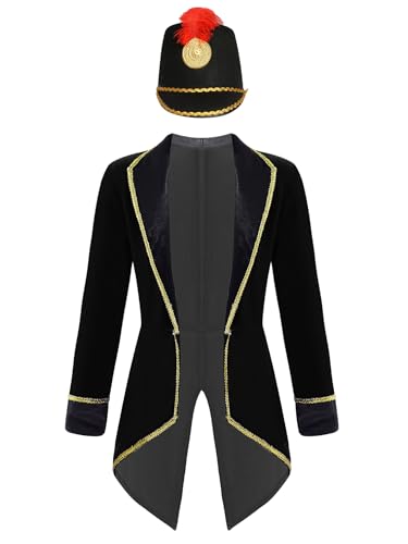 iiniim Kinder Jungen Zirkus Zirkusdirektor Kostüm Frack Jacke Blazer Mantel mit Hut Ringmaster Kostüm Cosplay Karneval Fasching Kostüm Stil B Schwarz 170-176 iiniim Kinder Jungen Zirkus Zirkusdirektor Kostüm Frack Jacke Blazer Mantel mit Hut Ringmaster Kostüm Cosplay Karneval Fasching Kostüm Stil B Schwarz 170-176 von iiniim