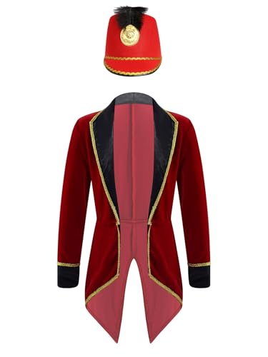 iiniim Kinder Jungen Zirkus Zirkusdirektor Kostüm Frack Jacke Blazer Mantel mit Hut Ringmaster Kostüm Cosplay Karneval Fasching Kostüm Stil B Weinrot 170-176 iiniim Kinder Jungen Zirkus Zirkusdirektor Kostüm Frack Jacke Blazer Mantel mit Hut Ringmaster Kostüm Cosplay Karneval Fasching Kostüm Stil B Weinrot 170-176 von iiniim