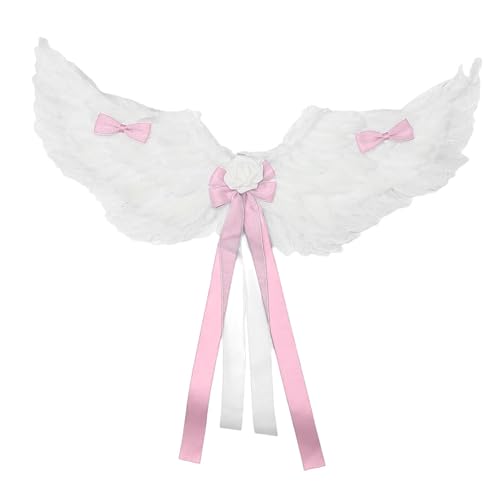 iiniim Lolita-Engelsflügel Halloween-Kostümflügel mit Schleifenblumenband für Erwachsene und Kinder Rosa Einheitsgröße iiniim Lolita-Engelsflügel Halloween-Kostümflügel mit Schleifenblumenband für Erwachsene und Kinder Rosa Einheitsgröße von iiniim