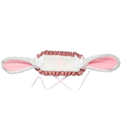 iiniim Lolita Kopfschmuck Kaninchenohren Haarband mit Clips gekräuseltes Haarband für Frau Mädchen Altrosa 1 One Size von iiniim
